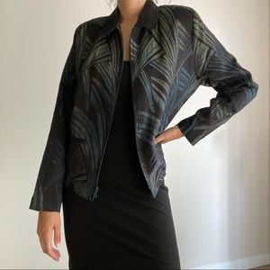 Vintage satin jacket with zipper and print